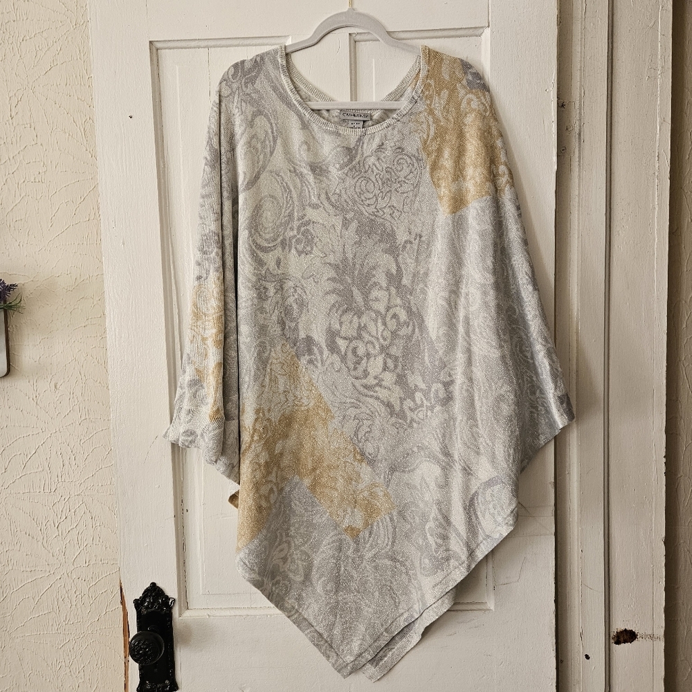 Catherines Silver And Gold Metallic Sweater Poncho Womens 4x 5x NWT